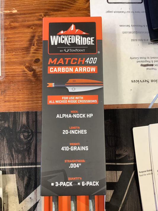 Wicked Ridge Match 400 Carbon, 20 Inches, 410 Grain