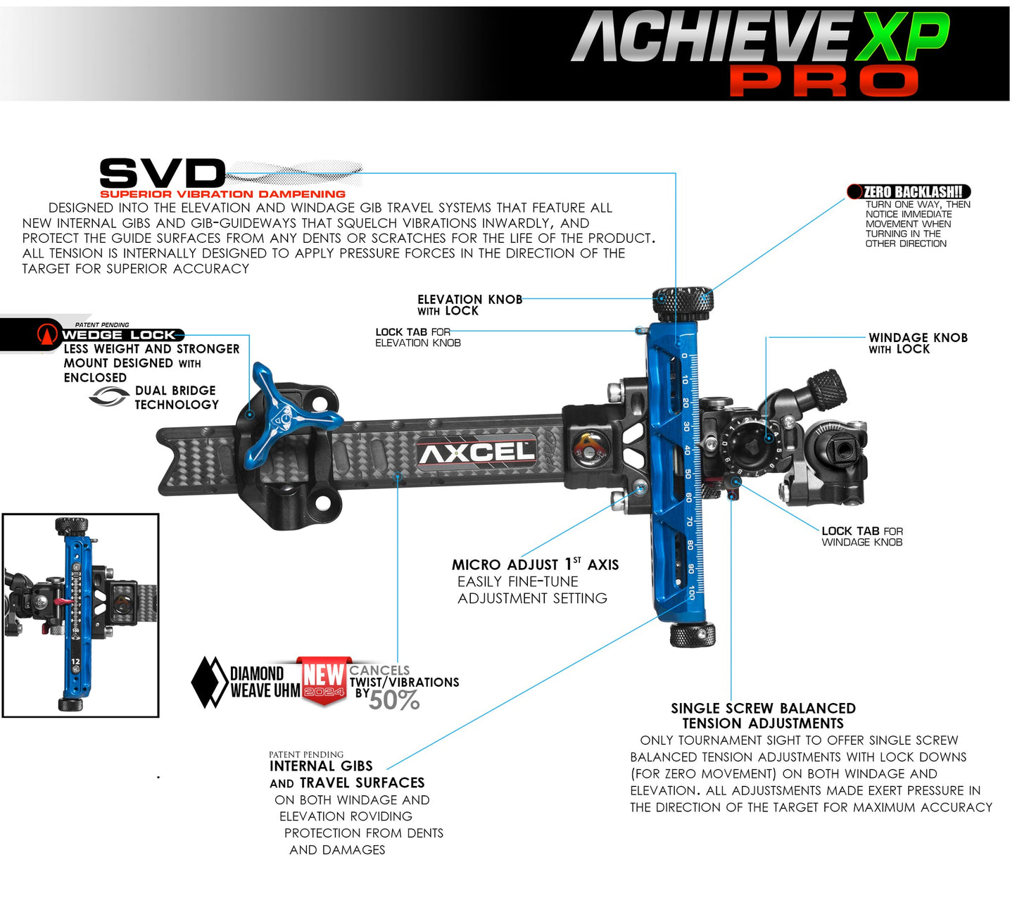 Axcel ACHIEVE XP PRO - COMPOUND - 6" DIAMOND WEAVE CARBON BAR Left Hand