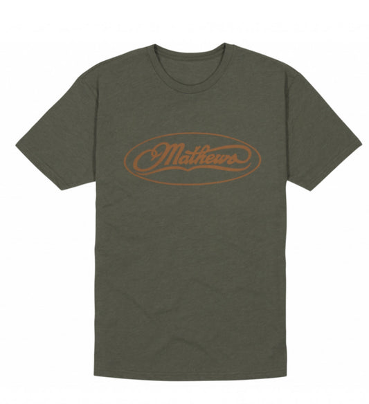 Mathews Men’s Classic Logo Tee - Military Green/Orange - Large