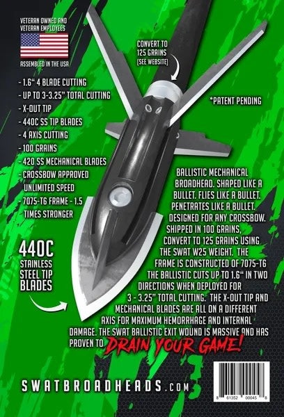 Swat Broadheads Ballistic - 100 Grain - 3 Pack