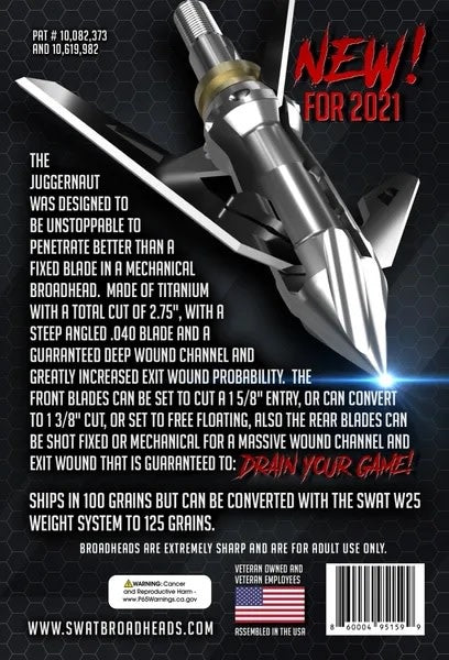 Swat Broadheads Juggernaut Titanium 100 Grain - 3 Pack